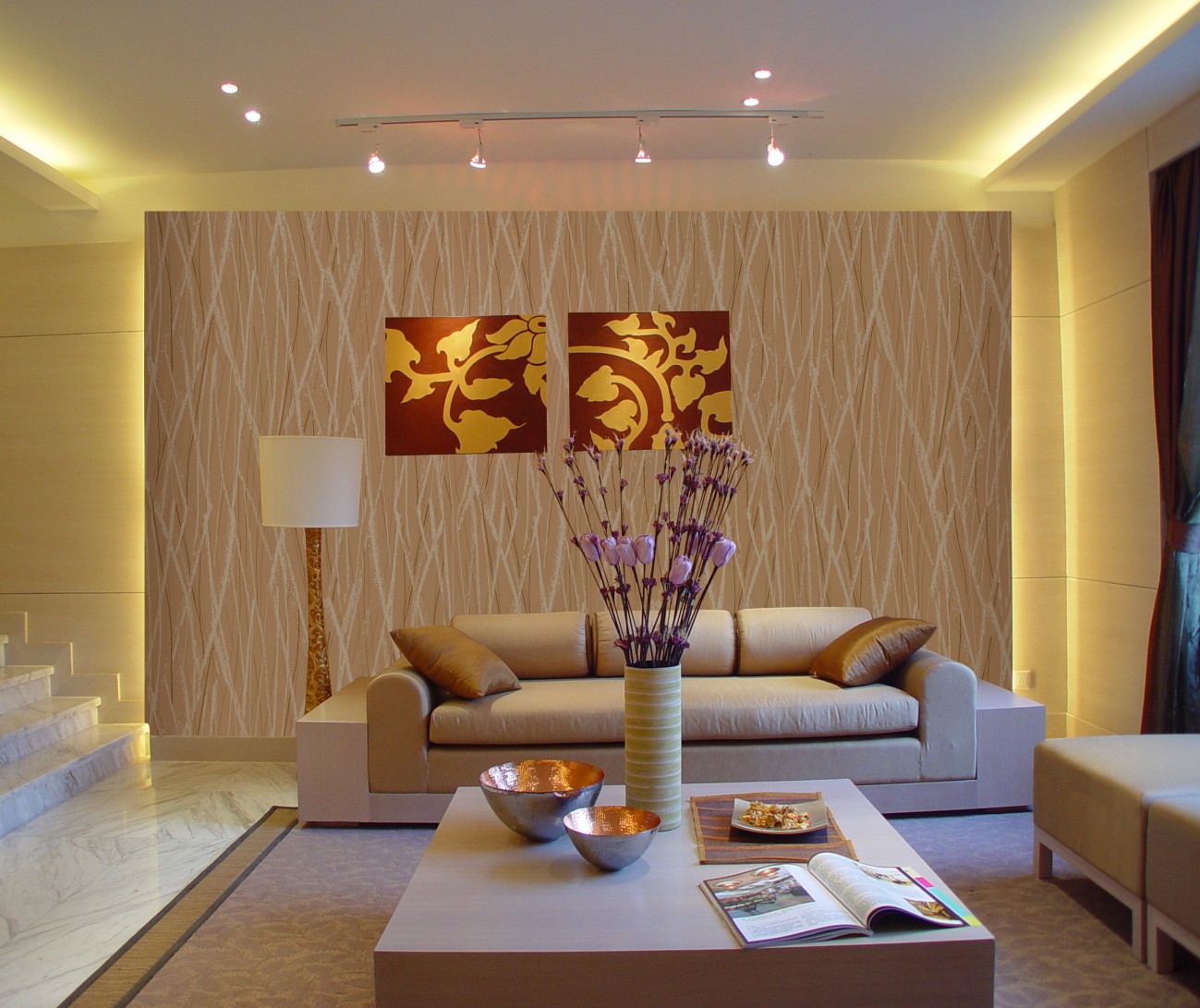 MAGNIFICENT-non-woven foaming sprinkled gold wallpaper